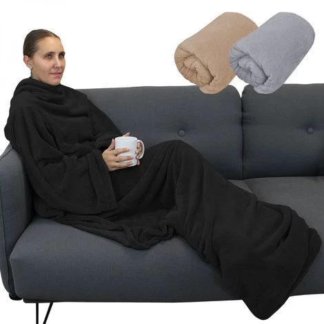 Couverture Polaire Plaid Intégral Avec Manches Et Poche - Taille Enfant Ou Adulte Jusqu'à 1,65m - Noir - Vivezen - Noir 3 Couverture Polaire Plaid Intégral Avec Manches Et Poche - Taille Enfant Ou Adulte Jusqu'à 1,65m - Noir - Vivezen - Noir