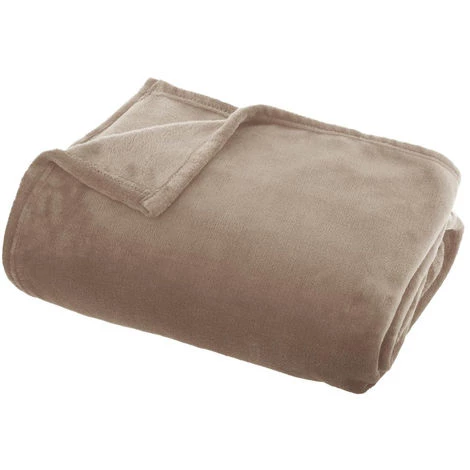 Atmosphera - Plaid Flanelle Beige Lin 125 X 150 Cm - LIN 3 Atmosphera - Plaid Flanelle Beige Lin 125 X 150 Cm - LIN