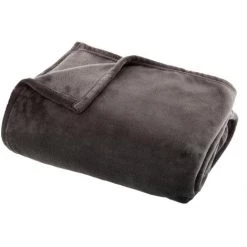 Atmosphera - Plaid Flanelle Gris Foncé 125 X 150 Cm - Gris Anthracite