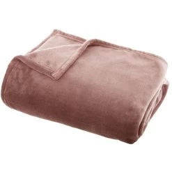 Atmosphera - Plaid Flanelle Rose 125 X 150 Cm - Vieux Rose