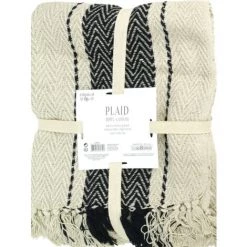 THE HOME DECO FACTORY Plaid Berbère à Rayures 120x150cm - Multicolore -Plaid et couverture Soldes 11776185 2