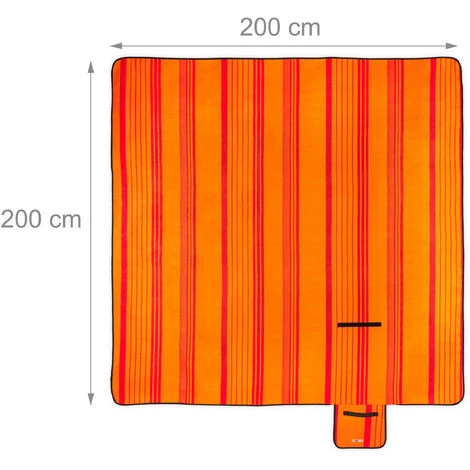 Relaxdays Couverture De Pique-nique Picnic Plaid Imperméable 200x200 Cm Poignée Isolation, Orange-rouge 7 Relaxdays Couverture De Pique-nique Picnic Plaid Imperméable 200x200 Cm Poignée Isolation, Orange-rouge – Image 5