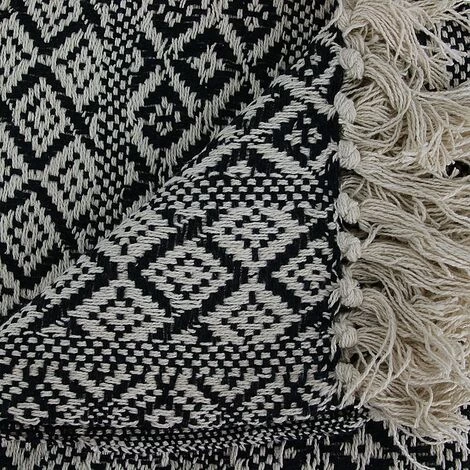 THE HOME DECO FACTORY Plaid Ethnique Frange Motif Carreaux 120x150cm - Multicolore 5 THE HOME DECO FACTORY Plaid Ethnique Frange Motif Carreaux 120x150cm - Multicolore – Image 3