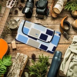 Relaxdays Couverture Pique-nique XXL, 200x200 Cm, Isolé, Imperméable, Plaid De Plage, Pliable Avec Poignée, Bleu-Beige -Plaid et couverture Soldes 11944130 4