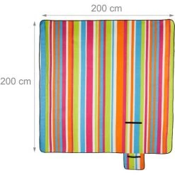 Relaxdays Couverture Pique-nique Picnic Plaid Imperméable 200x200 Cm Poignée Isolation Tapis, Rayures -Plaid et couverture Soldes 11944144 5