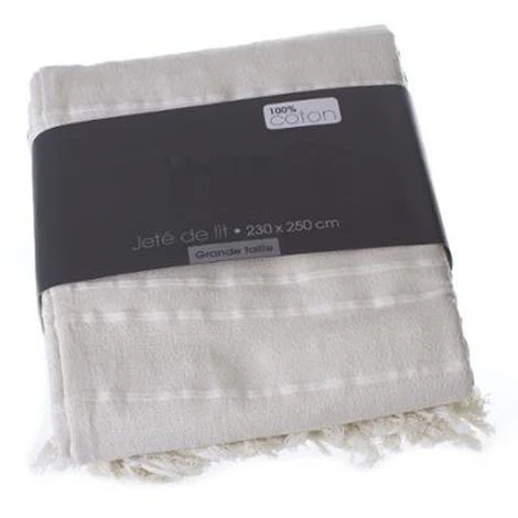 Couvre-lit, Jeté De Lit En Coton Coloris Ivoire, 230 X 250 Cm -PEGANE- 3 Couvre-lit, Jeté De Lit En Coton Coloris Ivoire, 230 X 250 Cm -PEGANE-