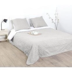 Dessus De Lit Avec 2 Taies Coloris Lin - Dim : L. 260 X L. 240 X H. 0,2 Cm -PEGANE