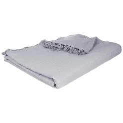 Jeté De Lit En Coton Coloris Gris Clair - 250 X 230 Cm -PEGANE-
