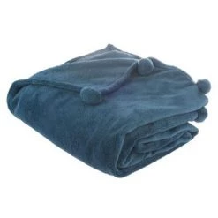 Plaid Pompons Coloris Orage - Dim: 125 X 150 Cm - PEGANE -