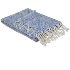 BELIANI Couverture En Coton Bleu 160x130cm - Bleu