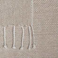BELIANI Couverture En Coton Beige 160x130cm - Beige -Plaid et couverture Soldes 12598586 5
