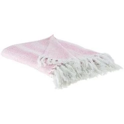 BELIANI Couverture En Coton Rose 160x130cm - Rose