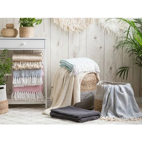 BELIANI Couverture En Coton Rose 160x130cm - Rose 4 BELIANI Couverture En Coton Rose 160x130cm - Rose – Image 2