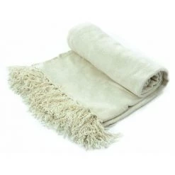 THEDECOFACTORY BANGALORE - Plaid à Franges En Viscose écru 130x150 - Beige -Plaid et couverture Soldes 13247272 3