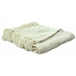 THEDECOFACTORY BANGALORE - Plaid à Franges En Viscose écru 130x150 - Beige -Plaid et couverture Soldes 13247272 4