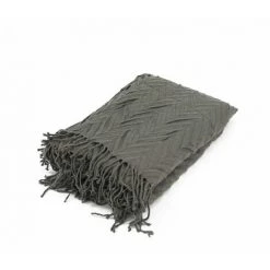 THEDECOFACTORY CHEVRON - <p>Plaid à Motifs Chevron Taupe 130x170 - Marron -Plaid et couverture Soldes 13247371 3