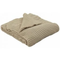 THEDECOFACTORY TRICOT - <p>Plaid En Maille Effet Tricot Beige 130x160 - Beige