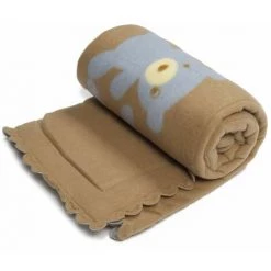 THEDECOFACTORY JOY - Plaid Polaire Ours Bleu 110x70 - Bleu