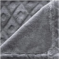 Atmosphera - Plaid Gris Motif Losange En Relief 125 X 150 Cm - Gris Foncé -Plaid et couverture Soldes 13411567 3