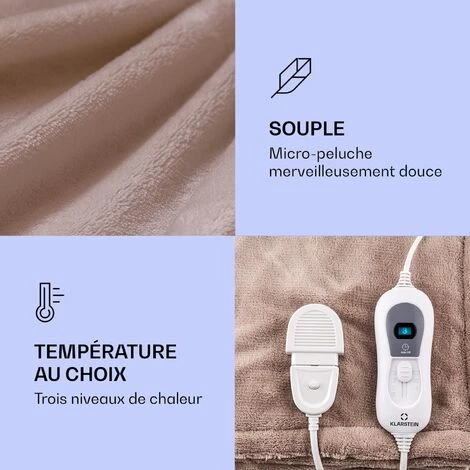 Klarstein Dr. Watson XL Couverture électrique 120 W 3 Niveaux De Température Panneau De Commande 180 X 130 Cm 4 Klarstein Dr. Watson XL Couverture électrique 120 W 3 Niveaux De Température Panneau De Commande 180 X 130 Cm – Image 2