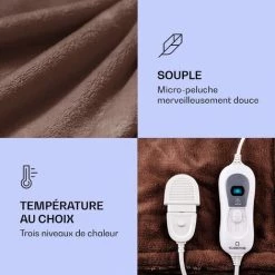 Klarstein Dr. Watson XL Couverture électrique 3 Niveaux De Puissance Lavable 200x180cm Micro-pelucheux -Plaid et couverture Soldes 13732990 2