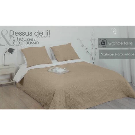 ATMOSPHERA, CRÉATEUR D'INTÉRIEUR Dessus De Lit 240 X 260 Cm Arabesque Taupe + 2 Taies - Marron 3 ATMOSPHERA, CRÉATEUR D'INTÉRIEUR Dessus De Lit 240 X 260 Cm Arabesque Taupe + 2 Taies - Marron