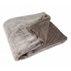 MEUBLETMOI Plaid Moelleux Taupe Givré Toucher Douceur Extrême - DOUDOU - Taupe