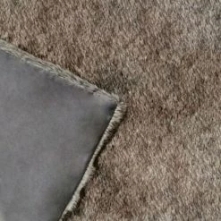 MEUBLETMOI Plaid Poils Fausse Fourrure - VICTOR - Marron -Plaid et couverture Soldes 14160316 5