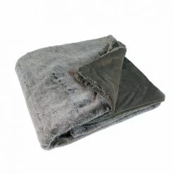 MEUBLETMOI Plaid Moelleux Couleur Gris Givré Toucher Douceur Extrême épais Chaud - DOUDOU - Gris