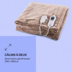 Klarstein Dr. Watson XXL Couverture électrique 3 Niveaux De Puissance Lavable 200x180cm Micro-peluche -Plaid et couverture Soldes 14753020 4