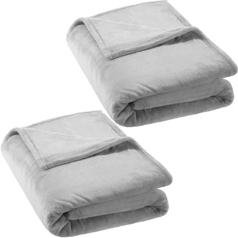 TECTAKE Lot De 2 Plaids Canapé En Polaire 220 Cm X 240 Cm Gris + Sac De Rangement - Gris 3 TECTAKE Lot De 2 Plaids Canapé En Polaire 220 Cm X 240 Cm Gris + Sac De Rangement - Gris