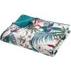 Dessus De Lit Bleu Canard Imprimé Jungle - L.240 X L.220 Cm -PEGANE- -Plaid et couverture Soldes 15504999 1