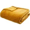 Plaid 3D Feuilles Ocre En Flanelle - L.240 X L.220 Cm -PEGANE- -Plaid et couverture Soldes 15505100 1