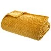Plaid 3D Losanges Ocre En Flanelle - 180 X 230 Cm -PEGANE- -Plaid et couverture Soldes 15505111 1