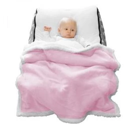 MONSIEUR BÉBÉ Couverture, Plaid Polaire Pour Bébé 75 X 100 Cm En Flanelle Et Sherpa Ultra Doux - Rose - Monsieur Bébé - Rose -Plaid et couverture Soldes 15573445 4