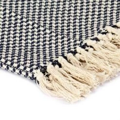 Couverture En Coton 125x150 Cm Bleu Marine VidaXL -Plaid et couverture Soldes 16216342 3