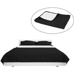 ASUPERMALL Couvre-lit A Double Face Matelasse 230 X 260 Cm Noir Et Blanc