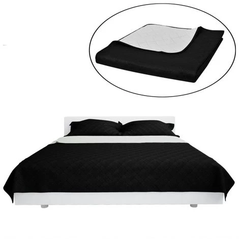 ASUPERMALL Couvre-lits A Double Cotes Noir/Blanc 220 X 240 Cm 3 ASUPERMALL Couvre-lits A Double Cotes Noir/Blanc 220 X 240 Cm