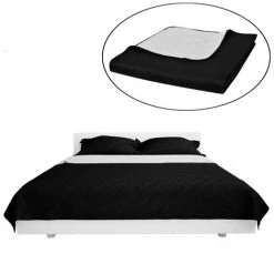 ASUPERMALL Couvre-lits A Double Cotes Noir/Blanc 230 X 260 Cm -Plaid et couverture Soldes 16700159 3