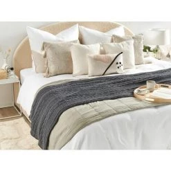 BELIANI Couverture En Coton Gris 170x140cm - Gris -Plaid et couverture Soldes 16703953 2