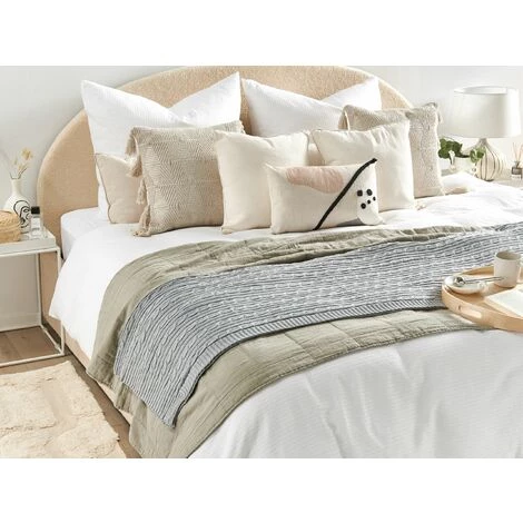 BELIANI Couverture En Coton Gris 180x110cm - Gris 4 BELIANI Couverture En Coton Gris 180x110cm - Gris – Image 2