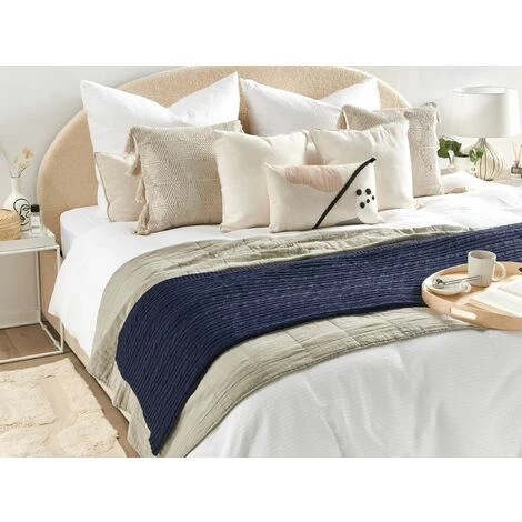 BELIANI Couverture En Coton Bleu 180x110cm - Bleu 4 BELIANI Couverture En Coton Bleu 180x110cm - Bleu – Image 2