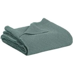 MILIBOO Plaid En Coton Vert Sauge 140 X 200 Cm YAM