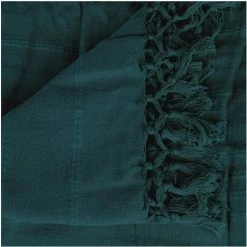 Atmosphera - Jeté De Lit 100% Coton Coloris Canard 160 X 220 Cm - Bleu Canard -Plaid et couverture Soldes 17409720 3