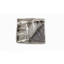 MEUBLETMOI Plaid Fausse Fourrure Blanc Et Marron - Aspen - Marron