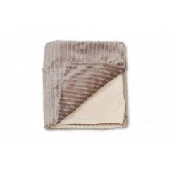 MEUBLETMOI Plaid Fausse Fourrure Taupe Et Marron Glacé - BOREAL - Marron