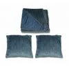 MEUBLETMOI Plaid + Lot De 2 Coussins Bleus Texturés - Boreal - Bleu