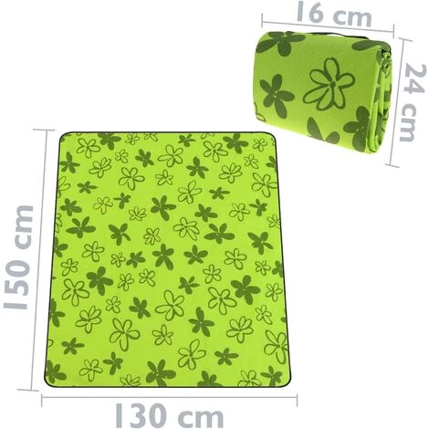 PrimeMatik - Couverture De Pique-nique 150 X 130 Cm Imprimé Vert Avec Fleurs 4 PrimeMatik - Couverture De Pique-nique 150 X 130 Cm Imprimé Vert Avec Fleurs – Image 2