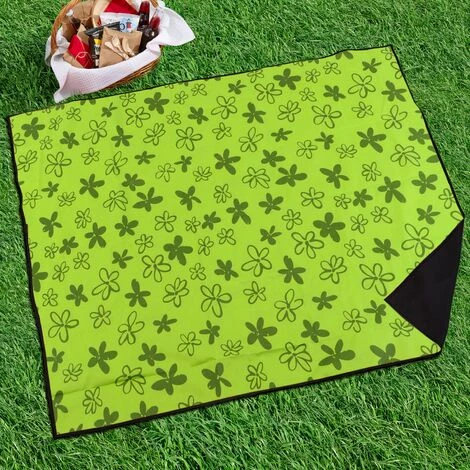 PrimeMatik - Couverture De Pique-nique 150 X 130 Cm Imprimé Vert Avec Fleurs 5 PrimeMatik - Couverture De Pique-nique 150 X 130 Cm Imprimé Vert Avec Fleurs – Image 3