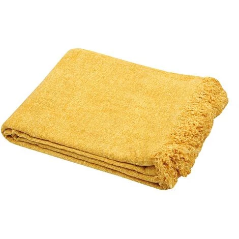 LOVELY CASA Plaid 125x150 Cm Chila Moutarde - Jaune 3 LOVELY CASA Plaid 125x150 Cm Chila Moutarde - Jaune